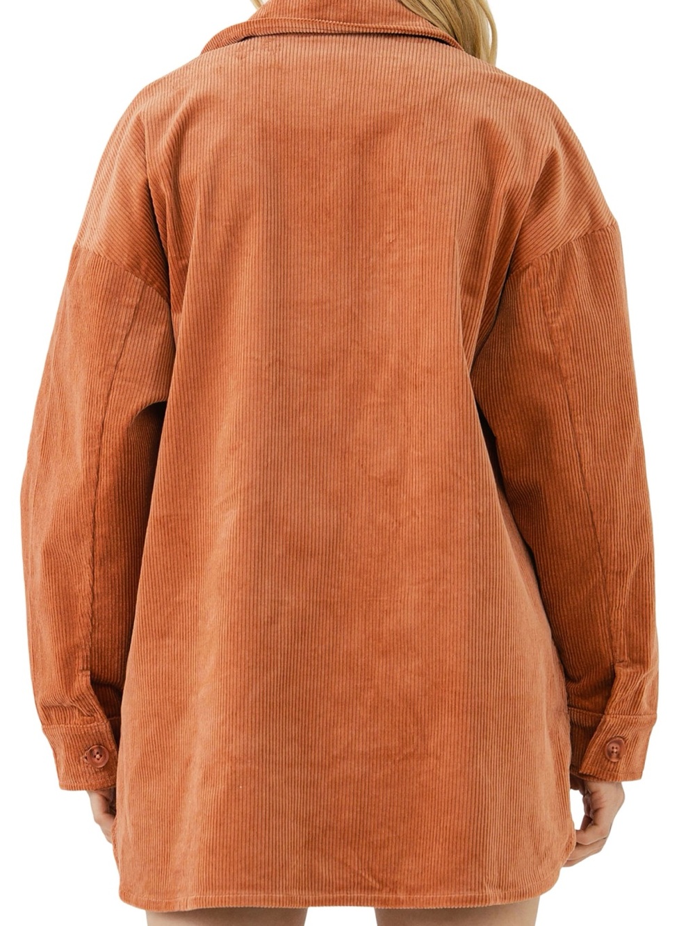 Corduroy Oversized Shacket in Rust - Women Jackets & Coats - Picture 2 of 7